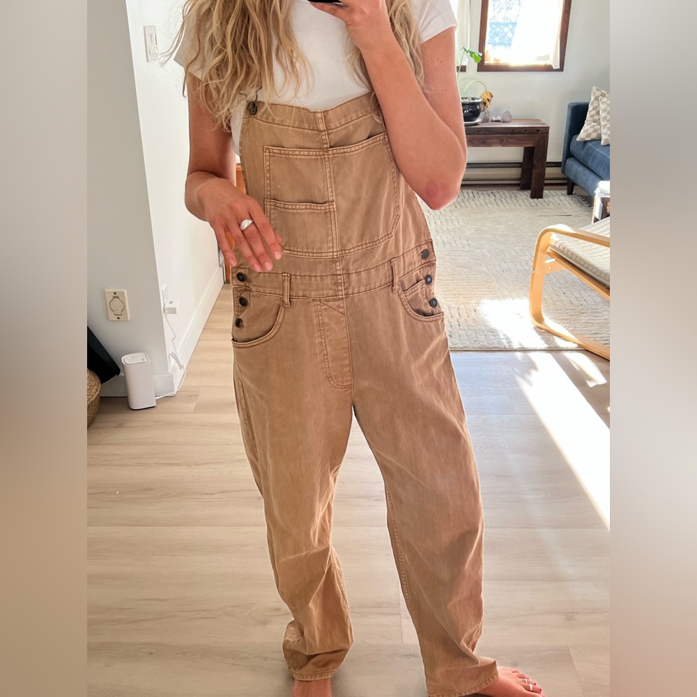 Free People Tan Overalls